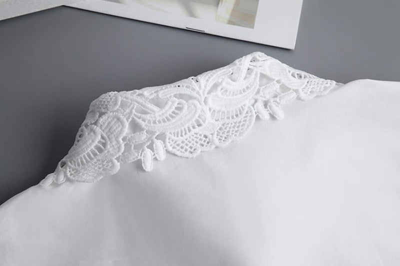 YAKEFJ Lady Half-Shirt Blouse Detachable Lace Chiffon Fake Collar Faux Collar (08WHITE) - Image 5